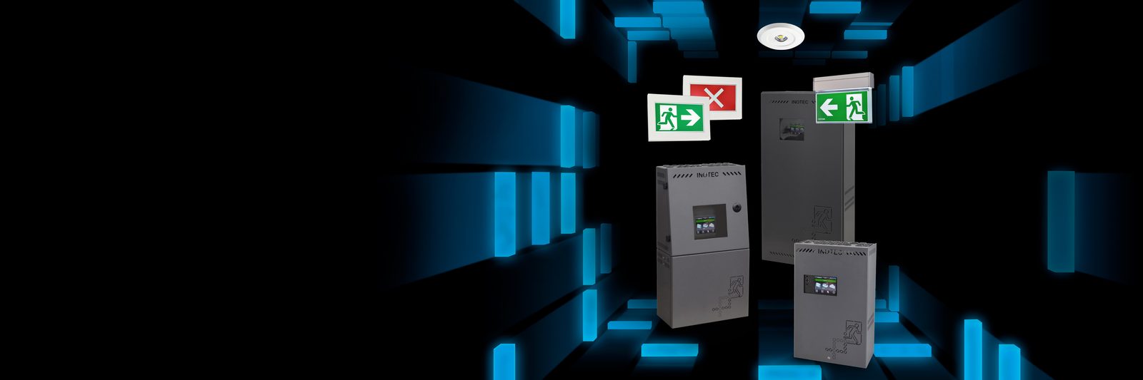 INOTEC Notleuchtsystem: Zentralbatterieanlage und Rettungszeichenleuchten